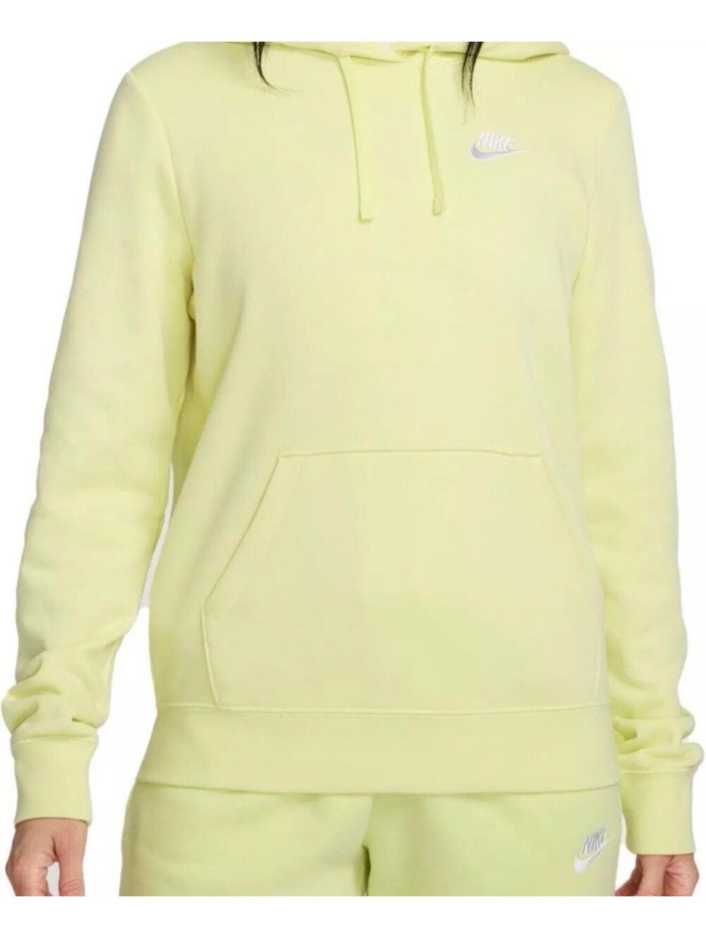 $65 Women’s Size XS Nike Club Fleece Pullover Hoodie Light Yellow White DQ5793